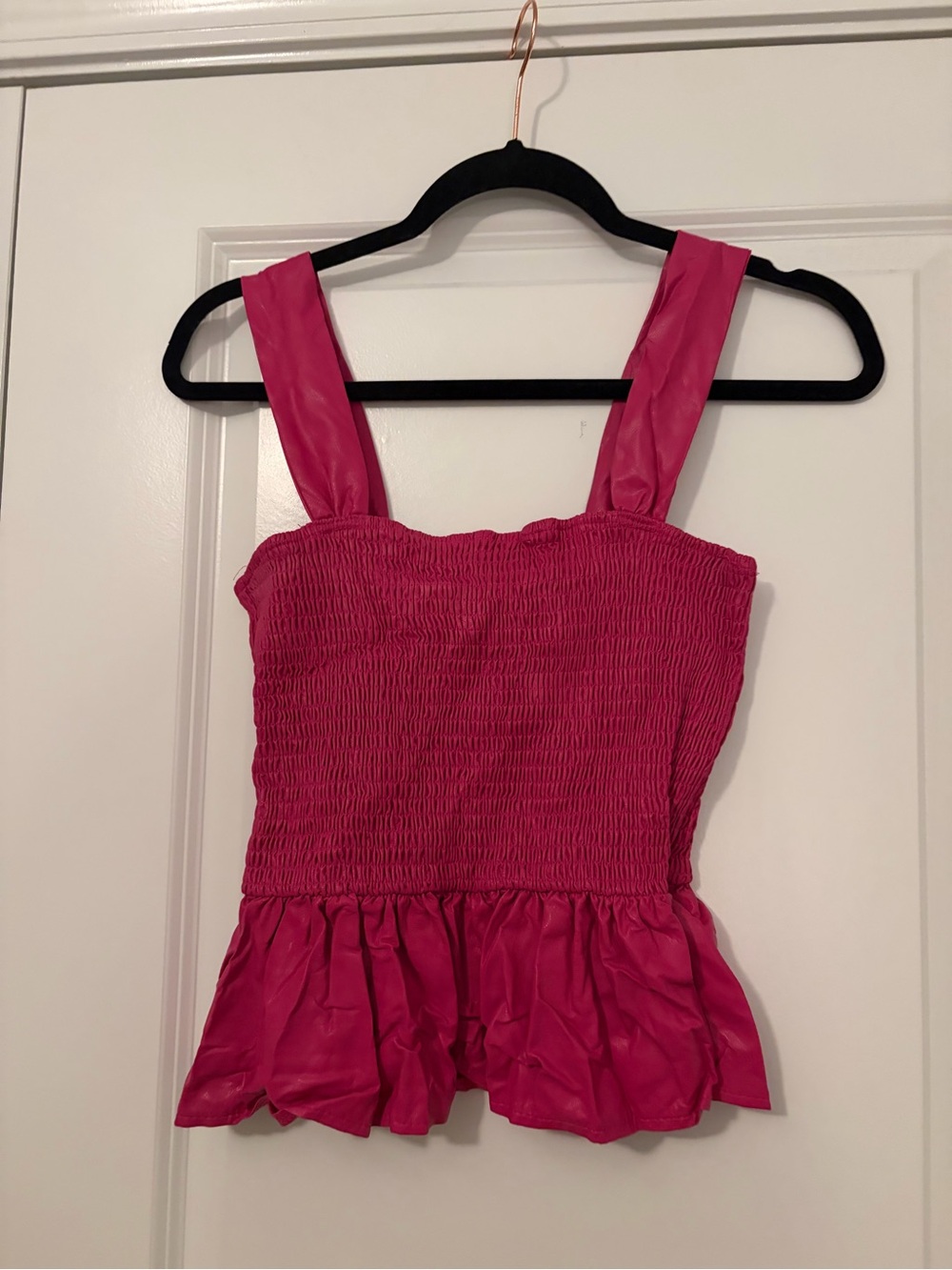 TCEC Hot Pink Smocked Peplum One-Piece